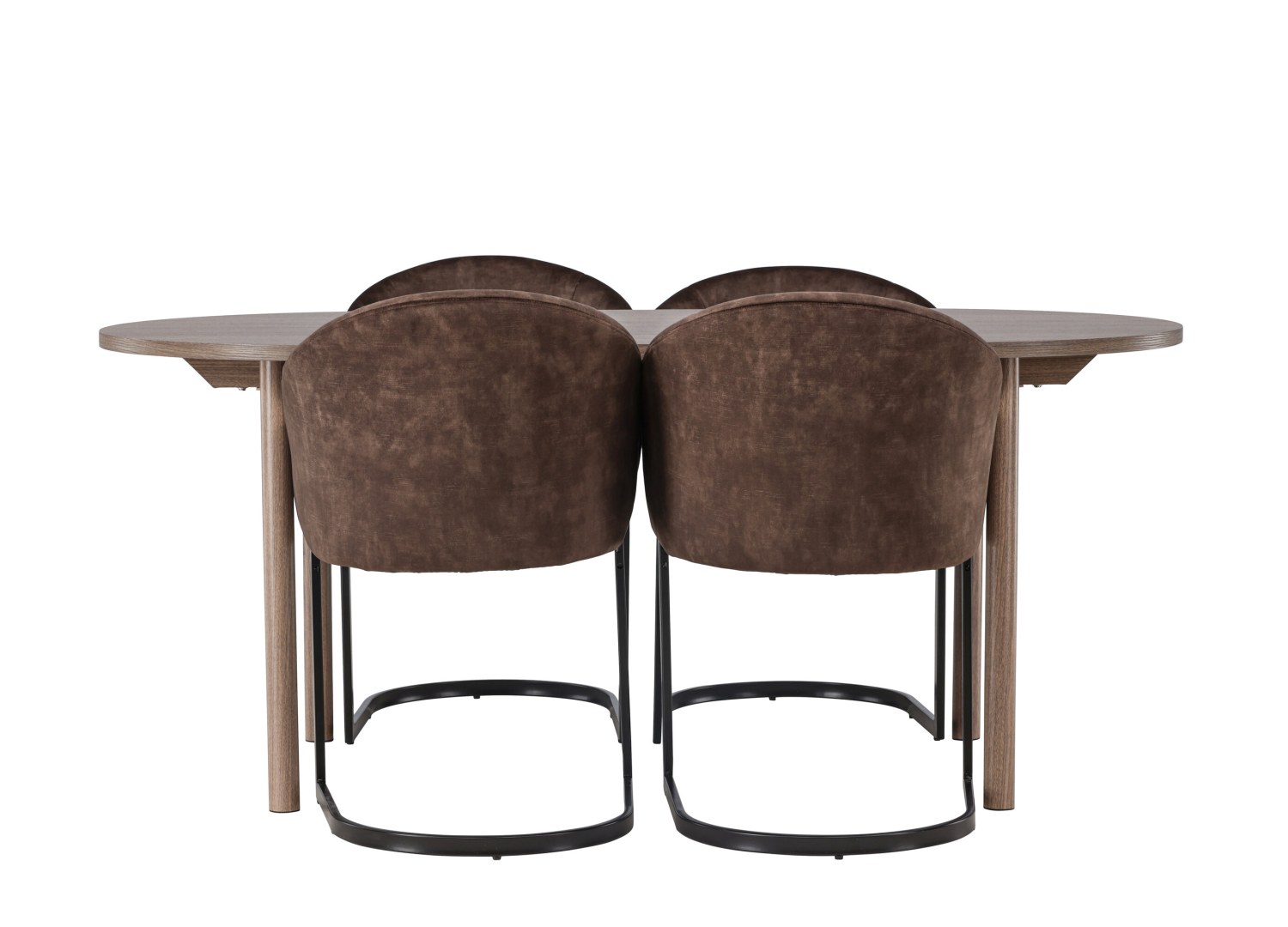 Vue produit de l’ensemble table ovale Andy avec 4 chaises Evening