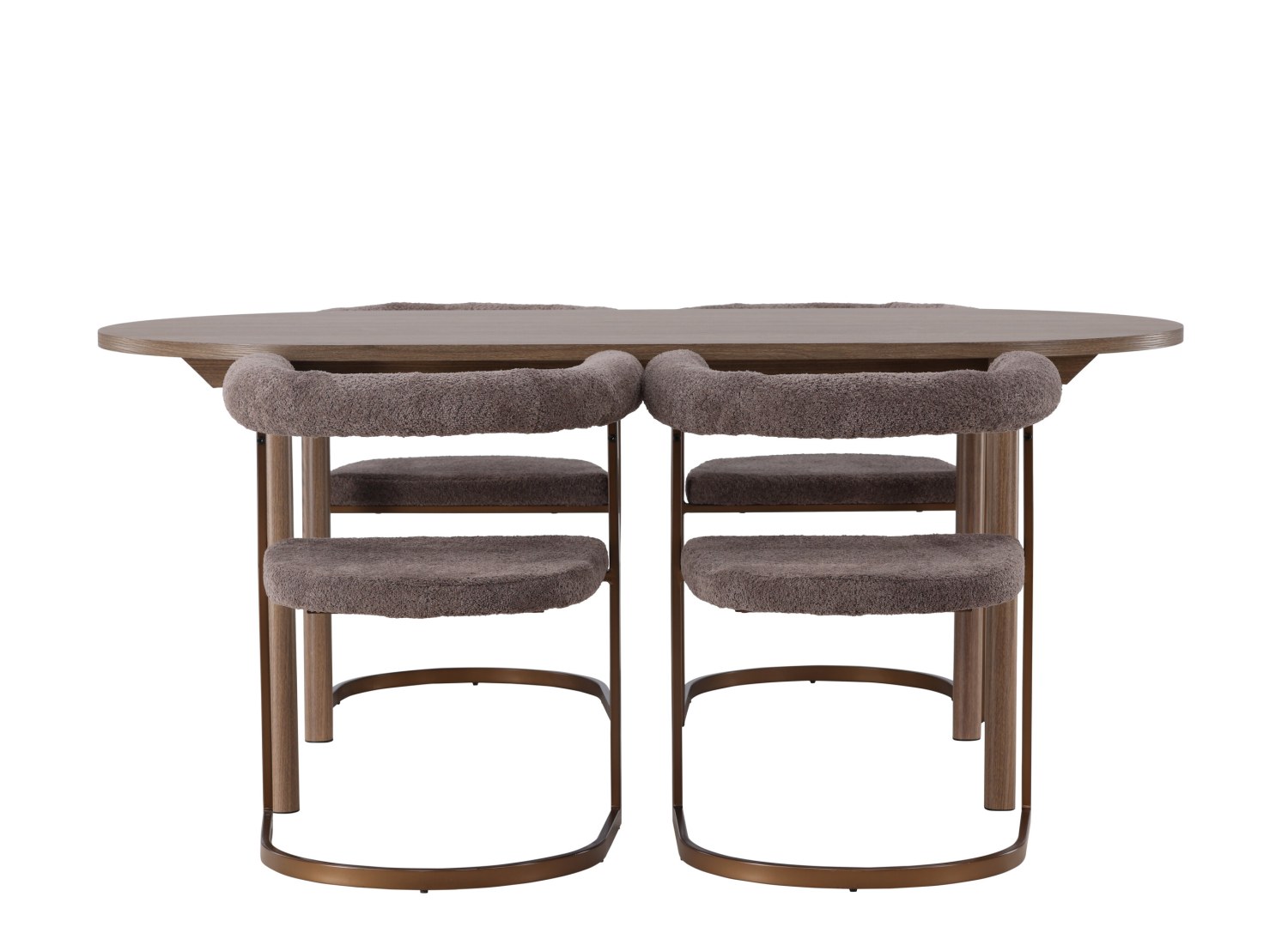 Vue produit de l’ensemble table ovale Andy avec 4 chaises Morning