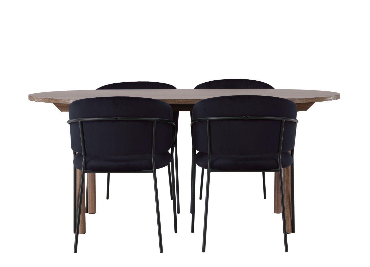 Vue produit de l’ensemble table ovale Andy avec 4 chaises Selma