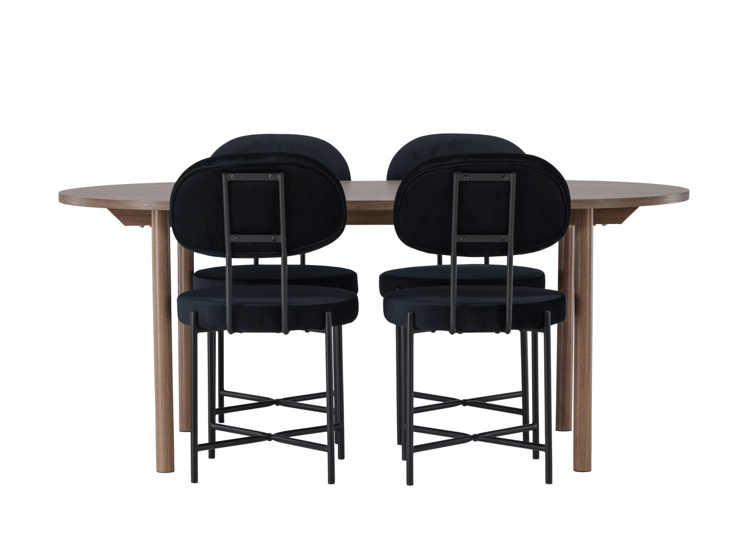 Vue produit de l’ensemble table ovale Andy avec 4 chaises Stella