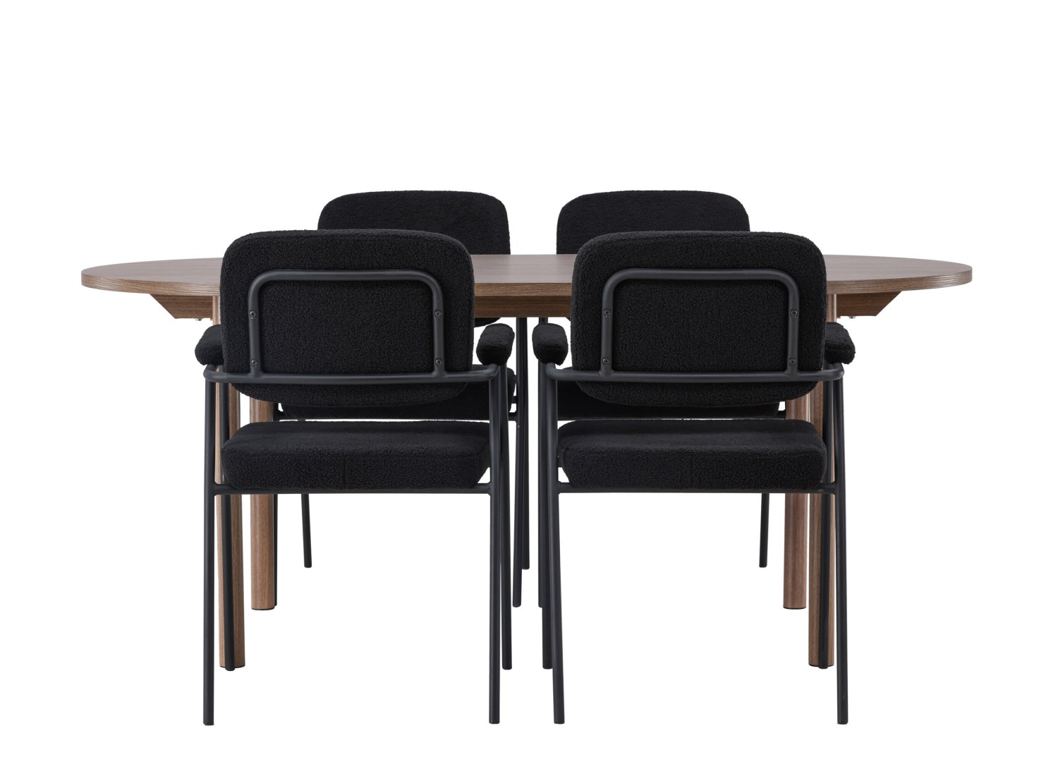 Vue produit de l’ensemble table ovale Andy avec 4 chaises Yesterday