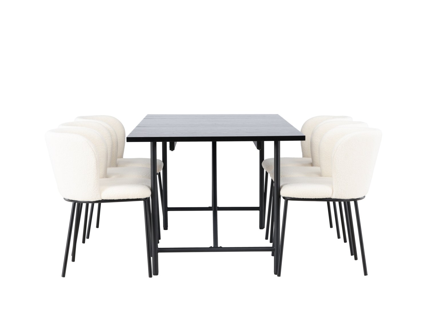 Détail produit de l’ensemble repas Astrid et 6 chaises Edina