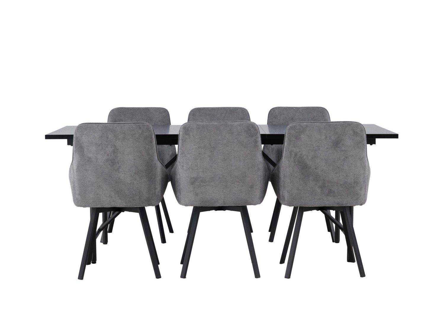 Vue produit de l’ensemble table rectangulaire Astrid avec 6 chaises Rosie