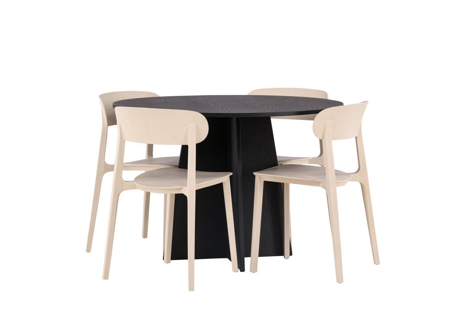 Détail produit de l’ensemble repas Bootcut et 4 chaises Åstol