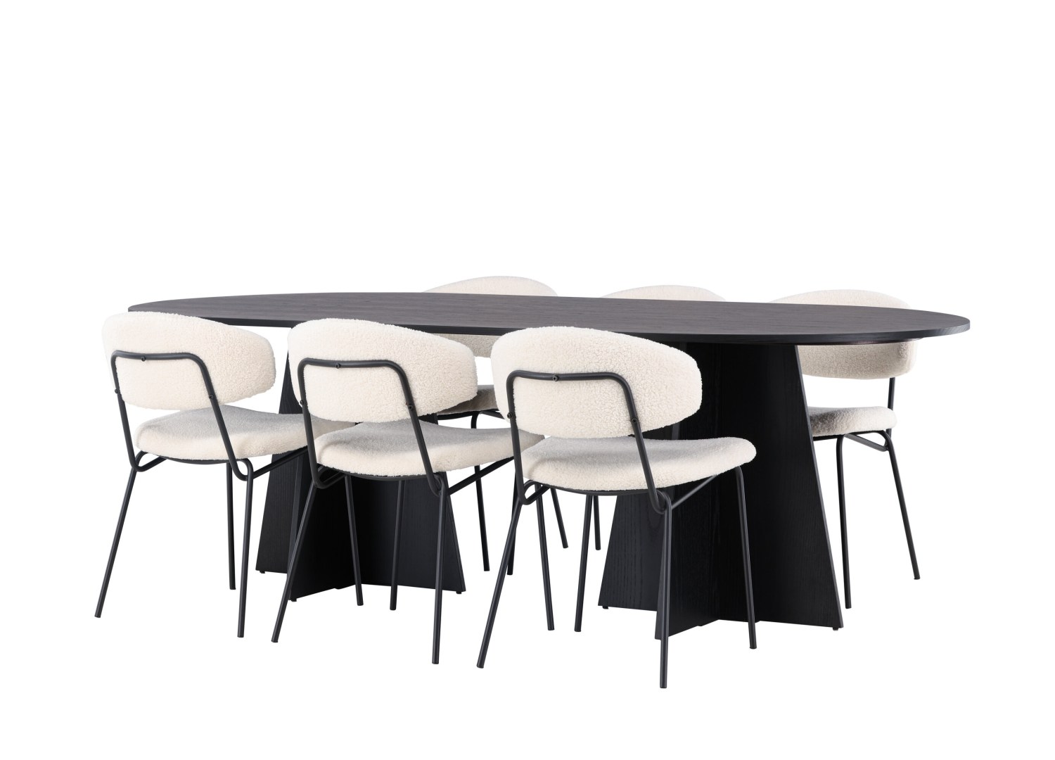 Détail produit de l’ensemble repas Bootcut et 6 chaises Chico