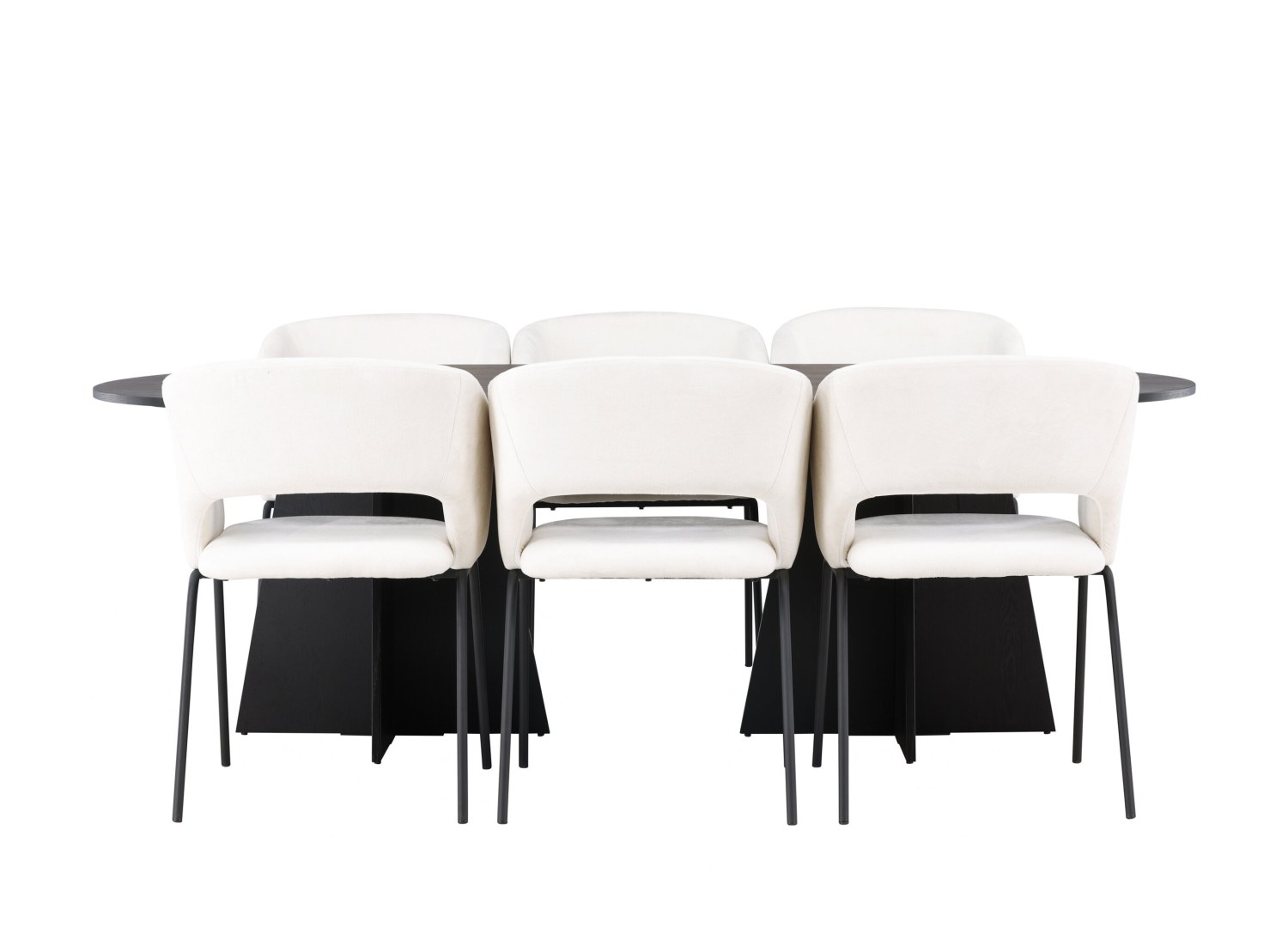 Vue produit de l’ensemble table ovale Bootcut avec 6 chaises Day