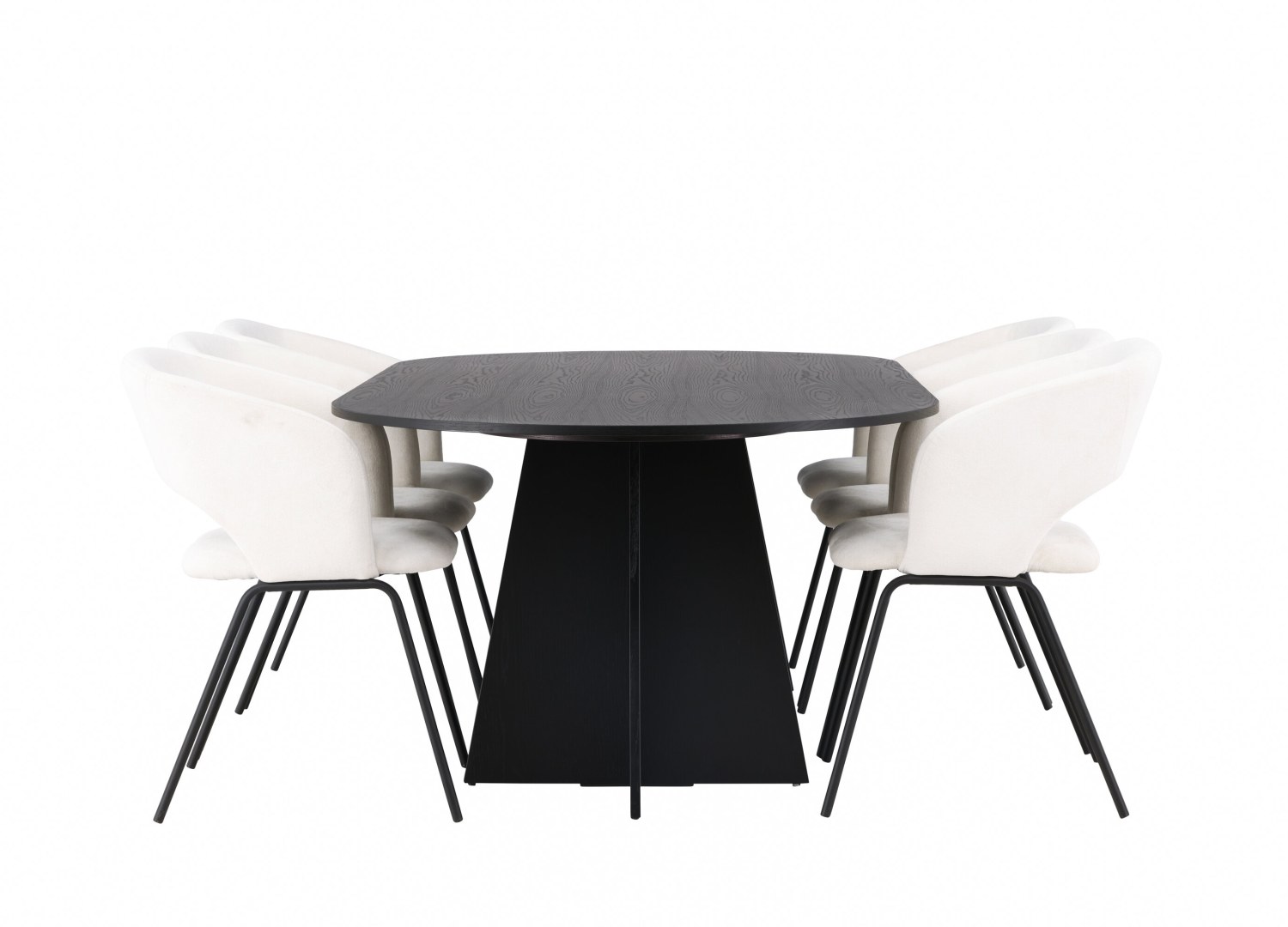 Détail produit de l’ensemble repas Bootcut et 6 chaises Day