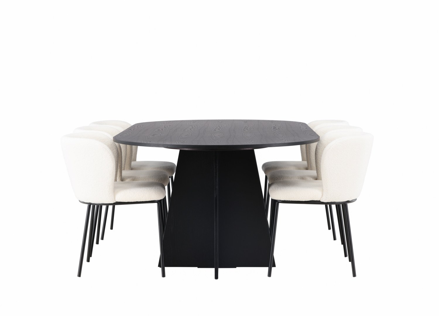 Détail produit de l’ensemble repas Bootcut et 6 chaises Edina