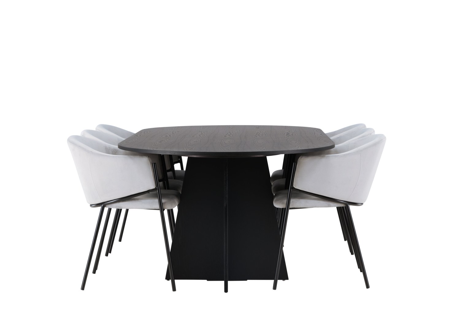 Détail produit de l’ensemble repas Bootcut et 6 chaises Evelina