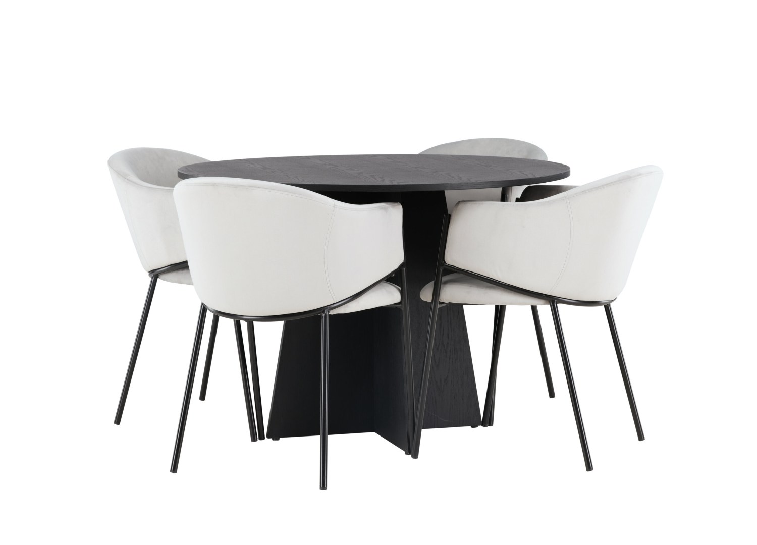 Détail produit de l’ensemble repas Bootcut et 4 chaises Evelina