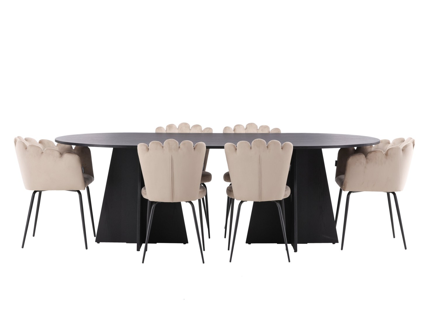 Vue produit de l’ensemble table ovale Bootcut avec 6 chaises Limhamn