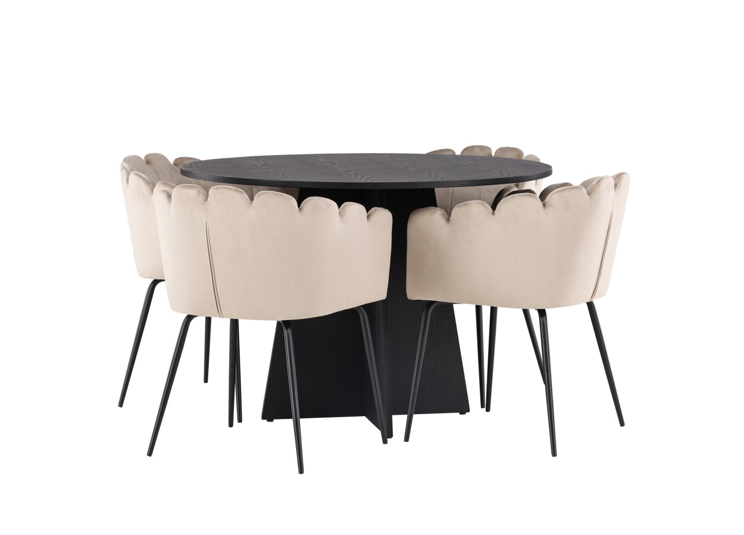 Détail produit de l’ensemble repas Bootcut et 4 chaises Limhamn