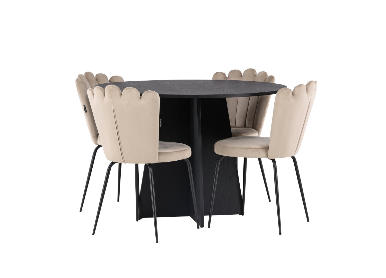 Détail produit de l’ensemble repas Bootcut et 4 chaises Limhamn
