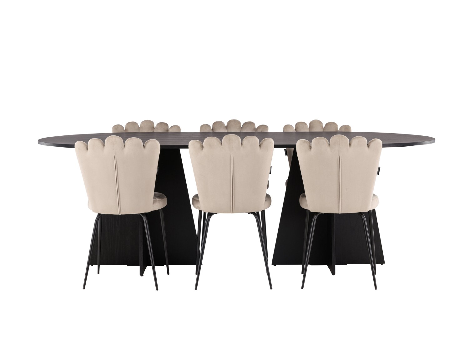 Vue produit de l’ensemble table ovale Bootcut avec 6 chaises Limhamn