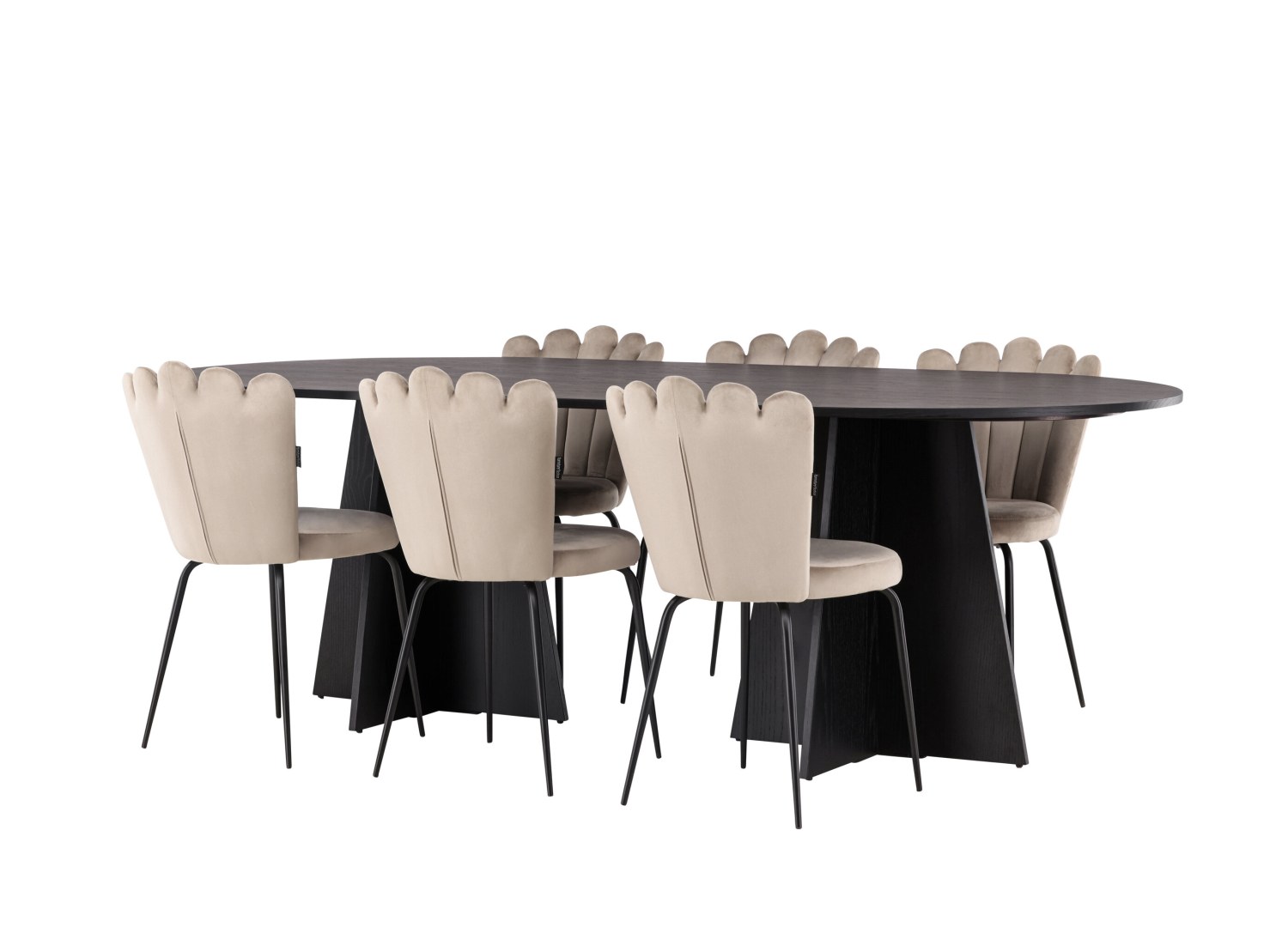 Détail produit de l’ensemble repas Bootcut et 6 chaises Limhamn