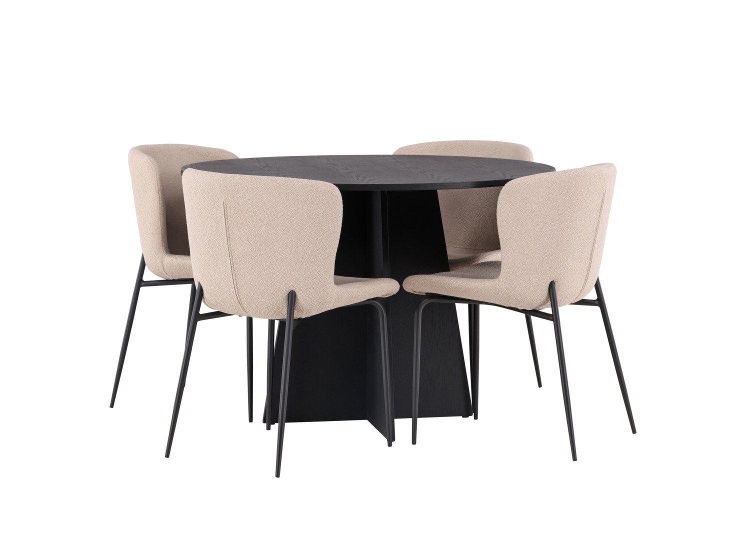 Détail produit de l’ensemble repas Bootcut et 4 chaises Modesto