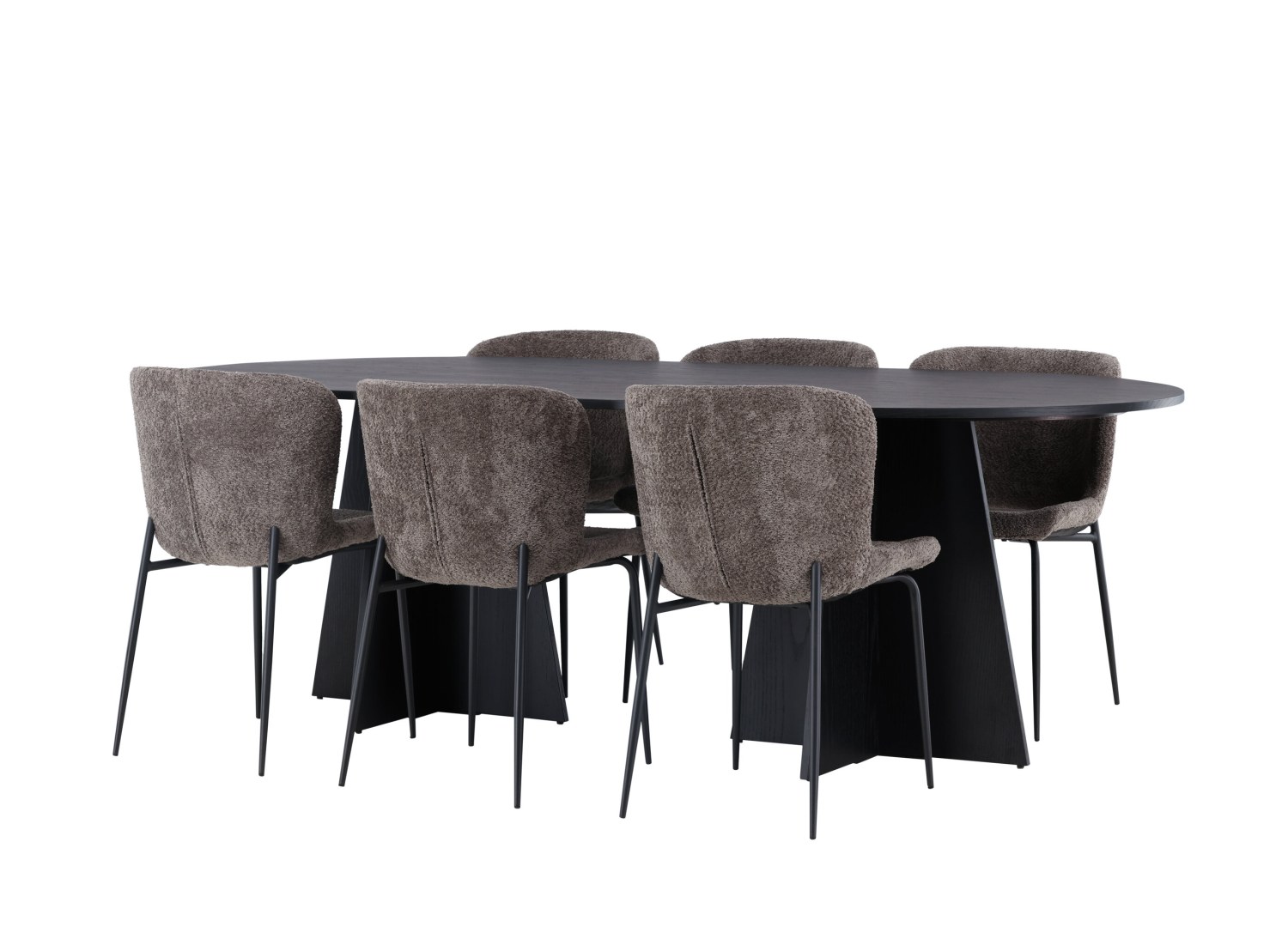 Détail produit de l’ensemble repas Bootcut et 6 chaises Modesto