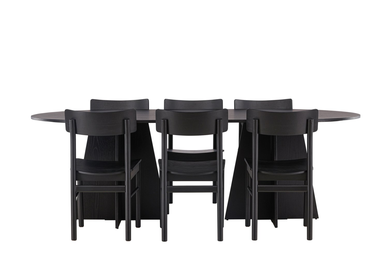 Vue produit de l’ensemble table ovale Bootcut avec 6 chaises Montros