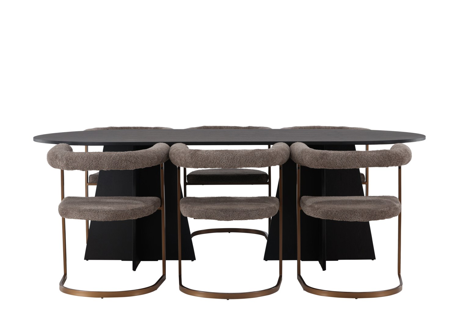Vue produit de l’ensemble table ovale Bootcut avec 6 chaises Morning