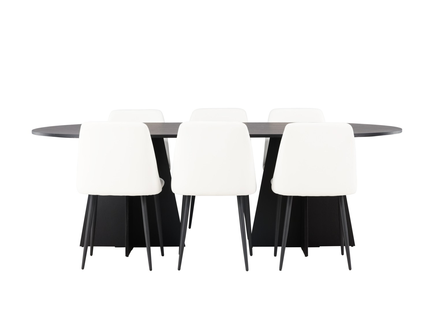 Vue produit de l’ensemble table ovale Bootcut avec 6 chaises Night