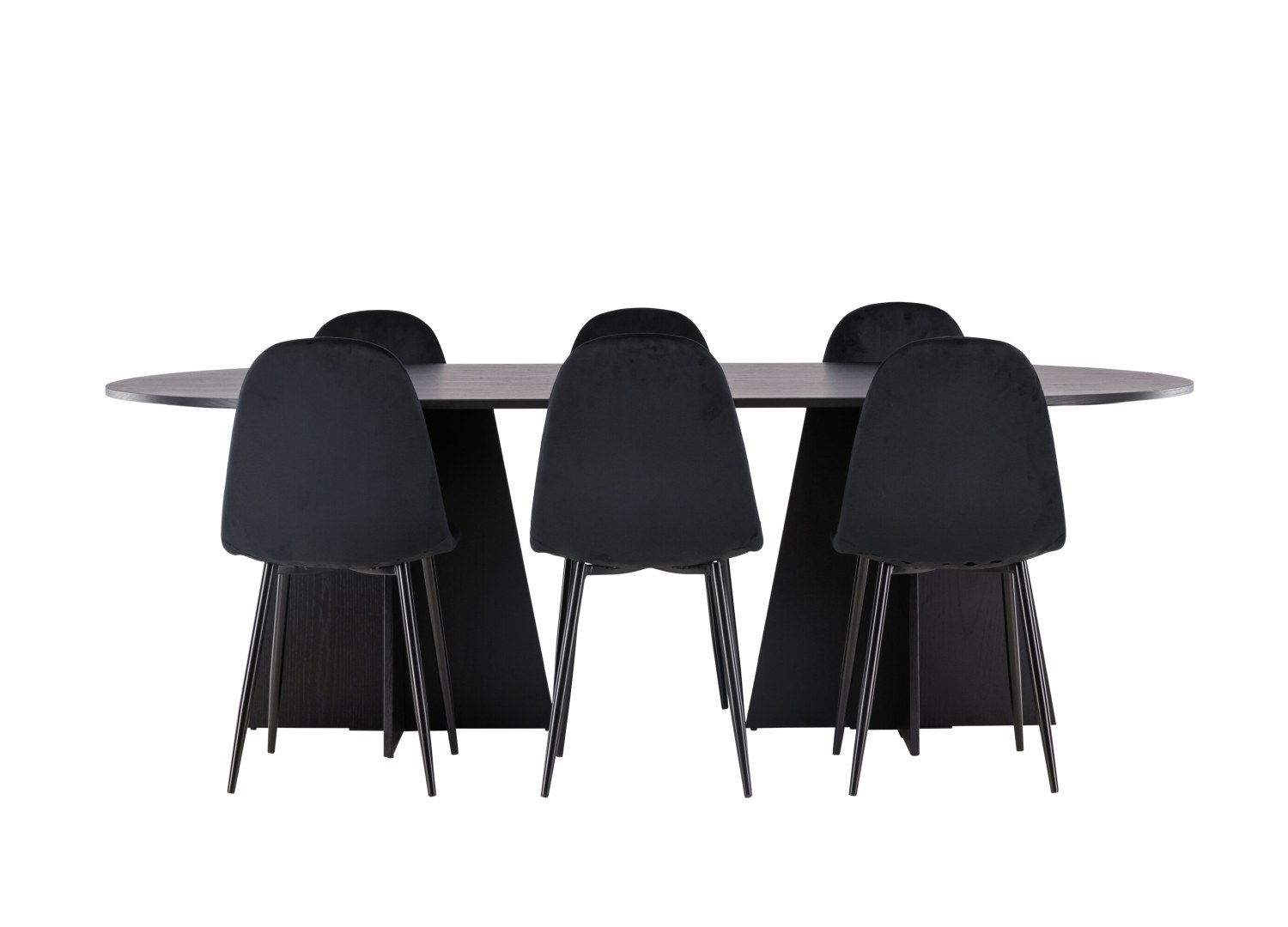 Vue produit de l’ensemble table ovale Bootcut avec 6 chaises Polar