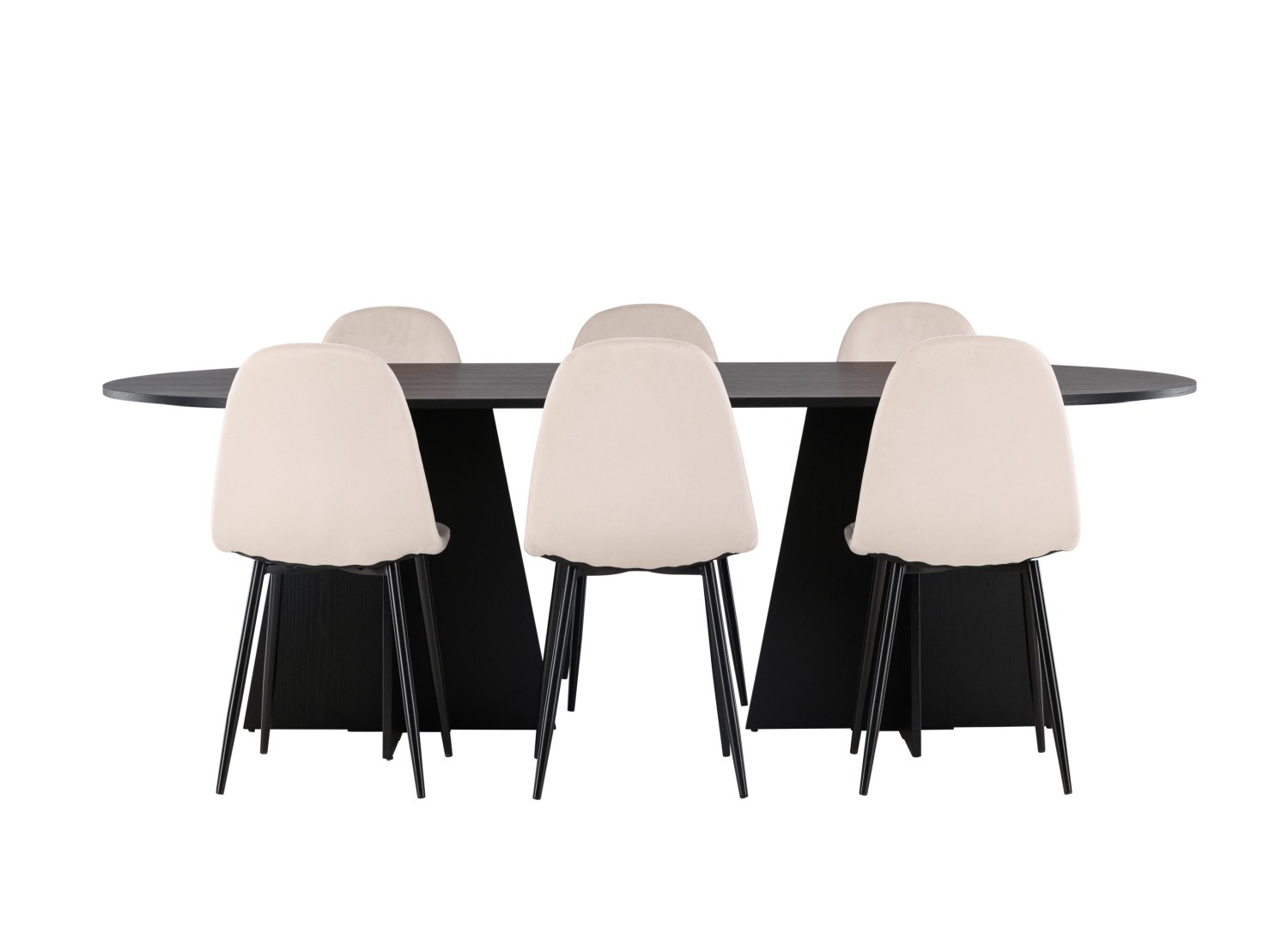 Vue produit de l’ensemble table ovale Bootcut avec 6 chaises Polar