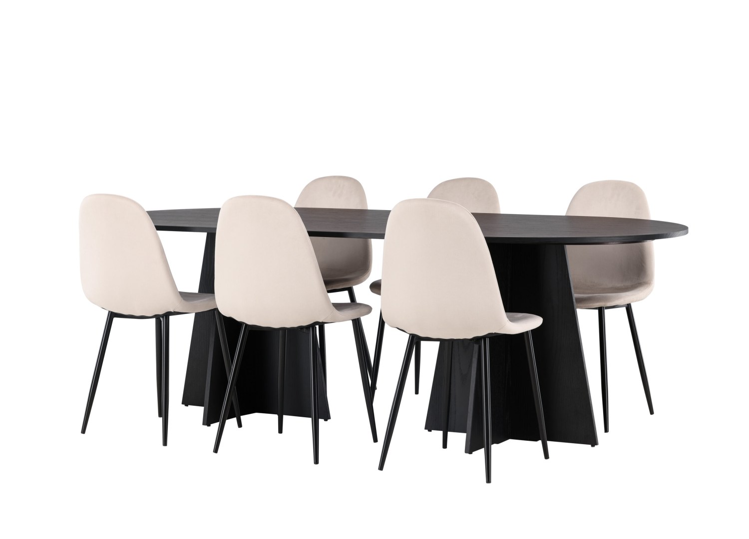 Détail produit de l’ensemble repas Bootcut et 6 chaises Polar