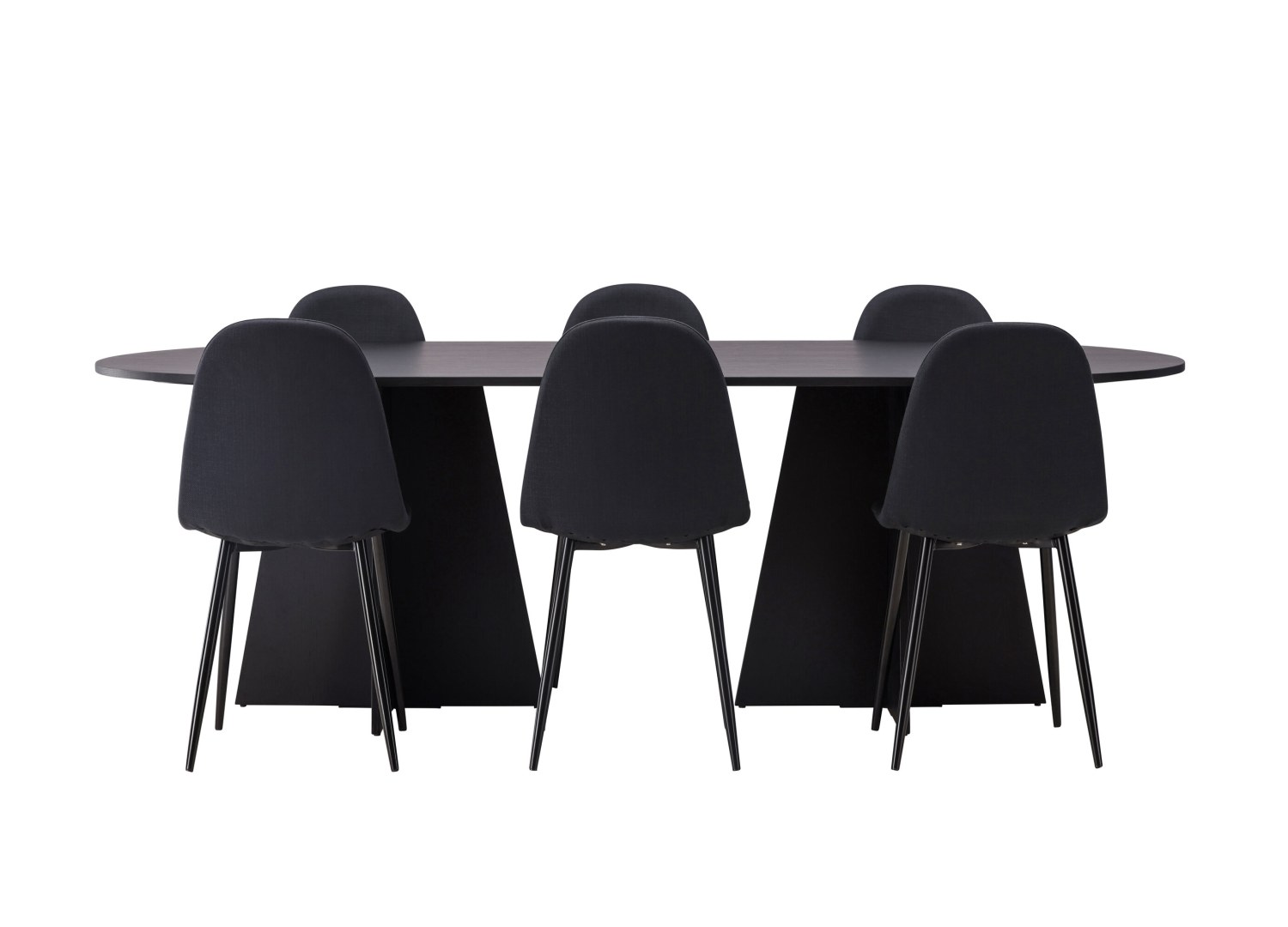 Vue produit de l’ensemble table ovale Bootcut avec 6 chaises Polar