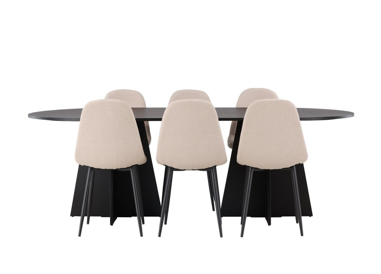 Vue produit de l’ensemble table ovale Bootcut avec 6 chaises Polar