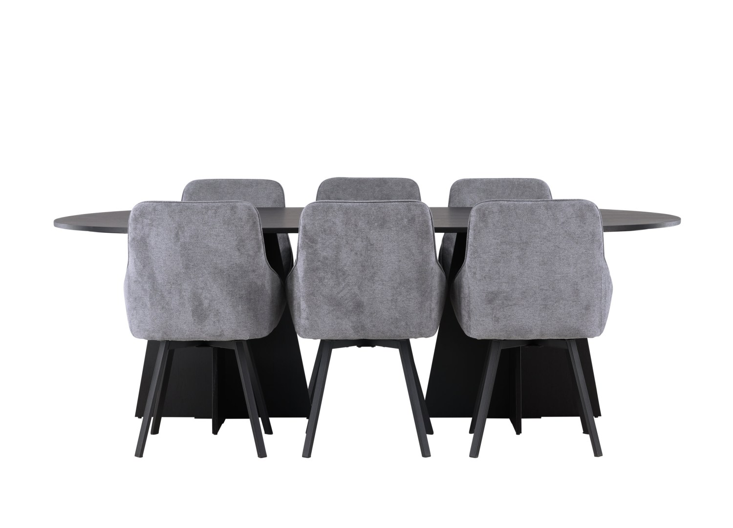 Vue produit de l’ensemble table ovale Bootcut avec 6 chaises Rosie