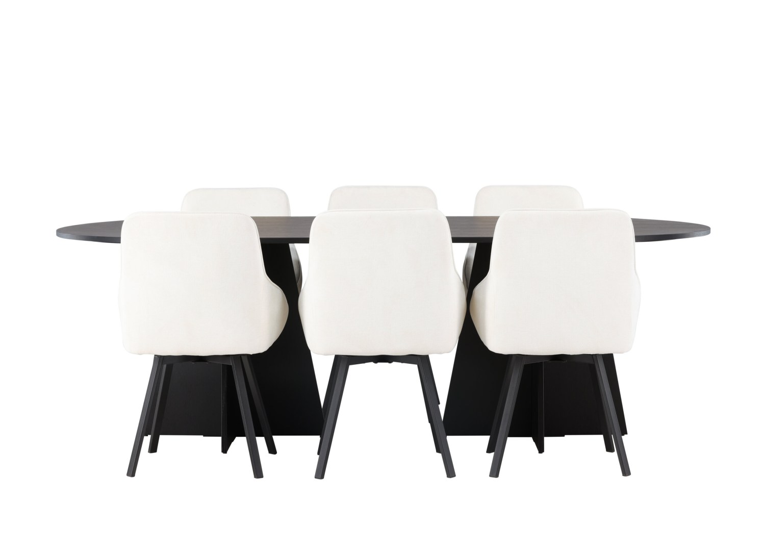 Vue produit de l’ensemble table ovale Bootcut avec 6 chaises Rosie