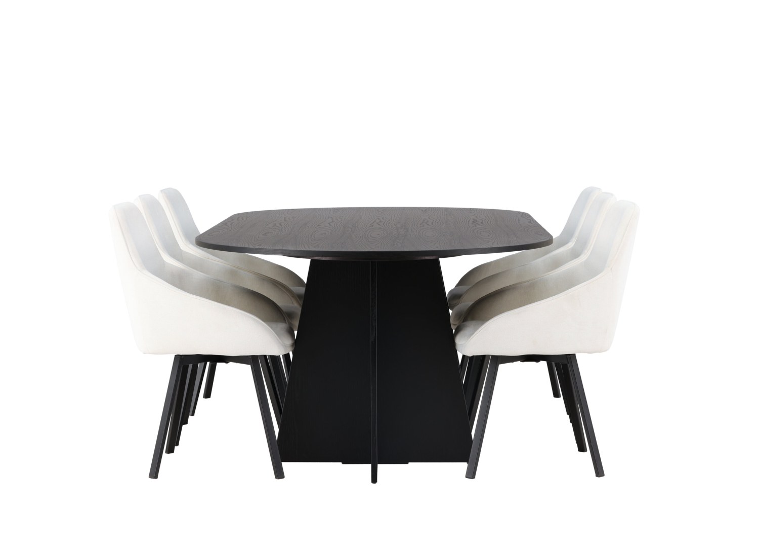 Détail produit de l’ensemble repas Bootcut et 6 chaises Rosie
