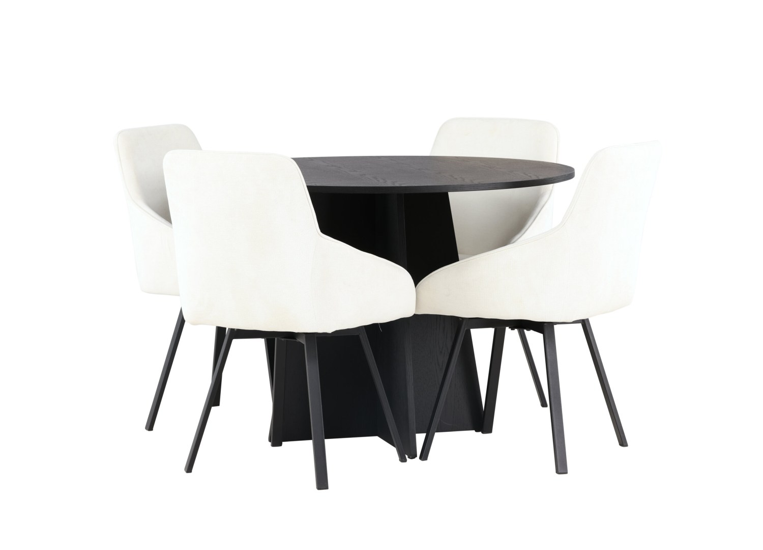 Détail produit de l’ensemble repas Bootcut et 4 chaises Rosie