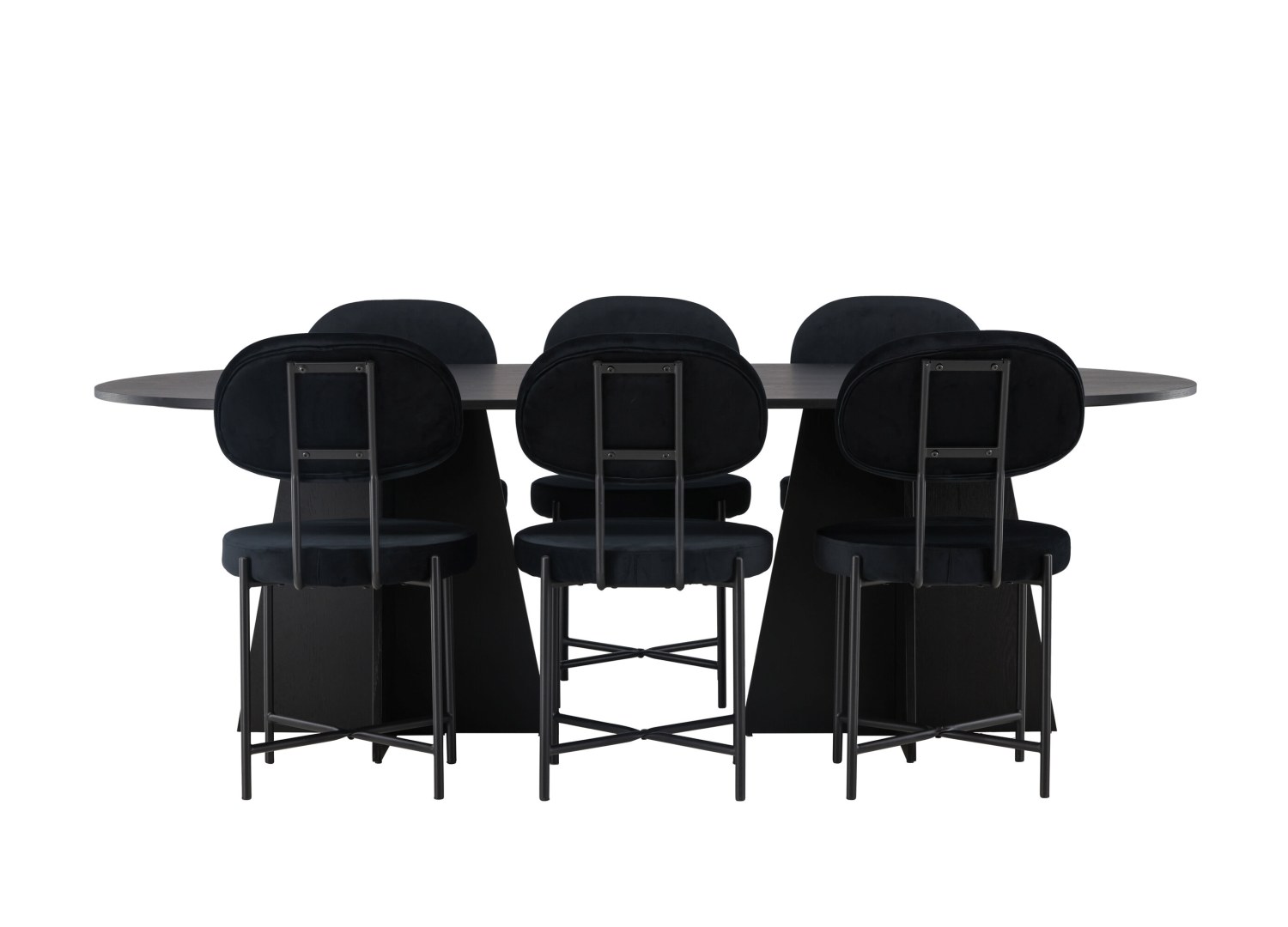 Vue produit de l’ensemble table ovale Bootcut avec 6 chaises Stella
