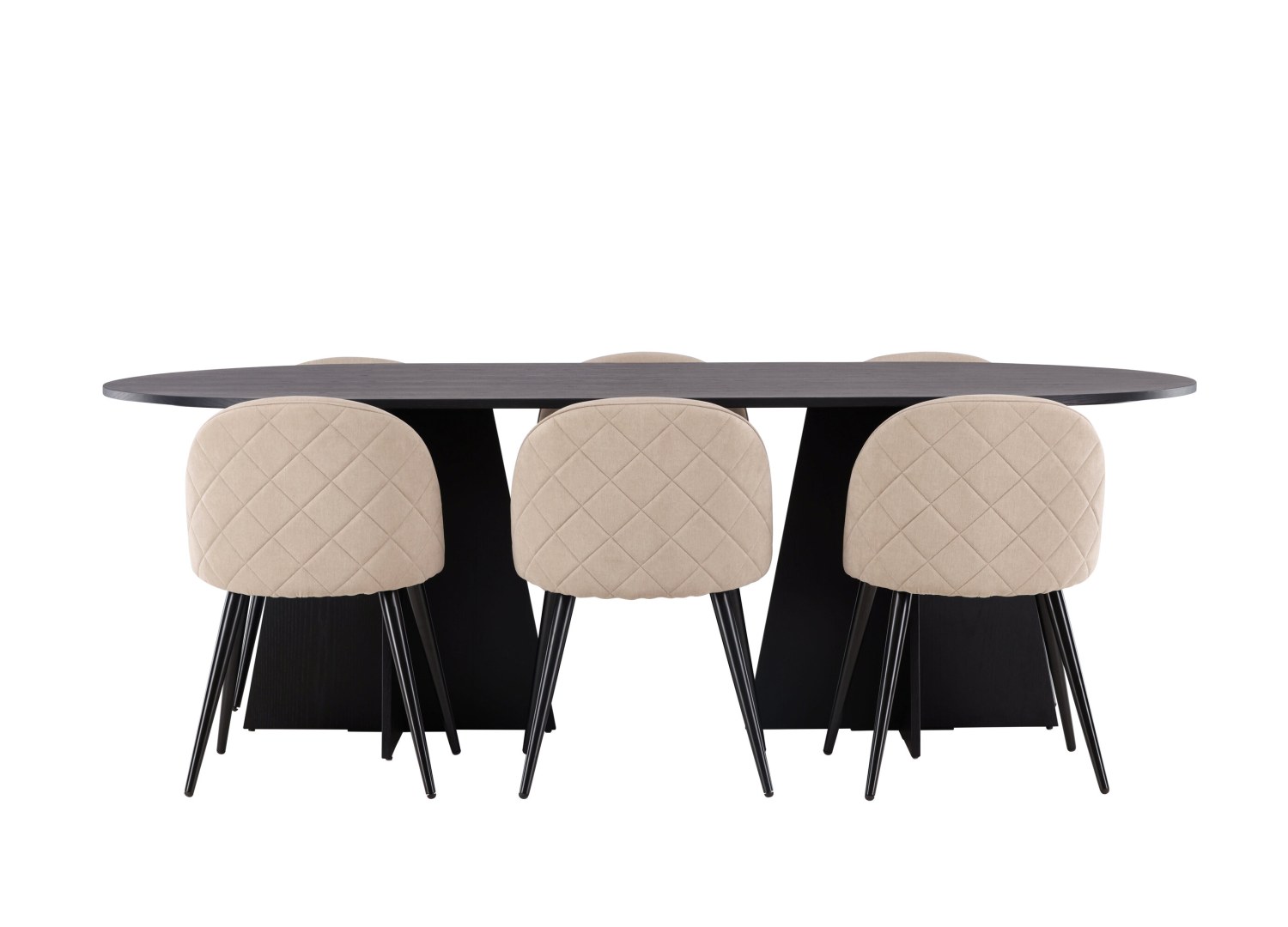 Vue produit de l’ensemble table ovale Bootcut avec 6 chaises Velvet