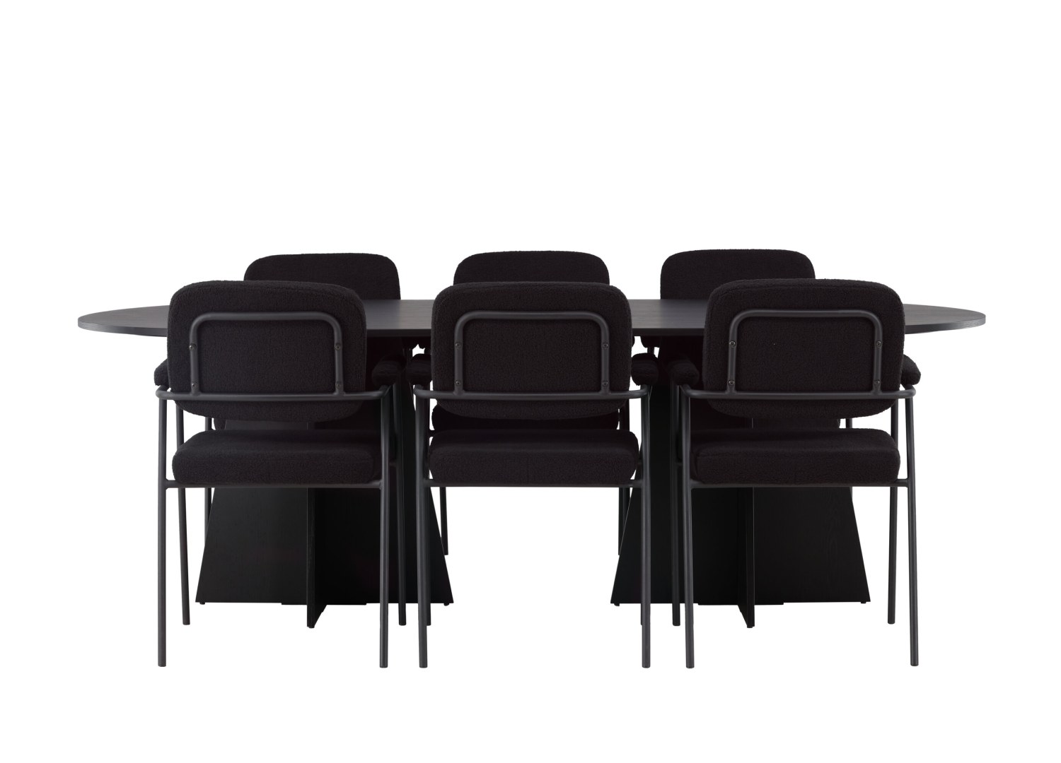 Vue produit de l’ensemble table ovale Bootcut avec 6 chaises Yesterday