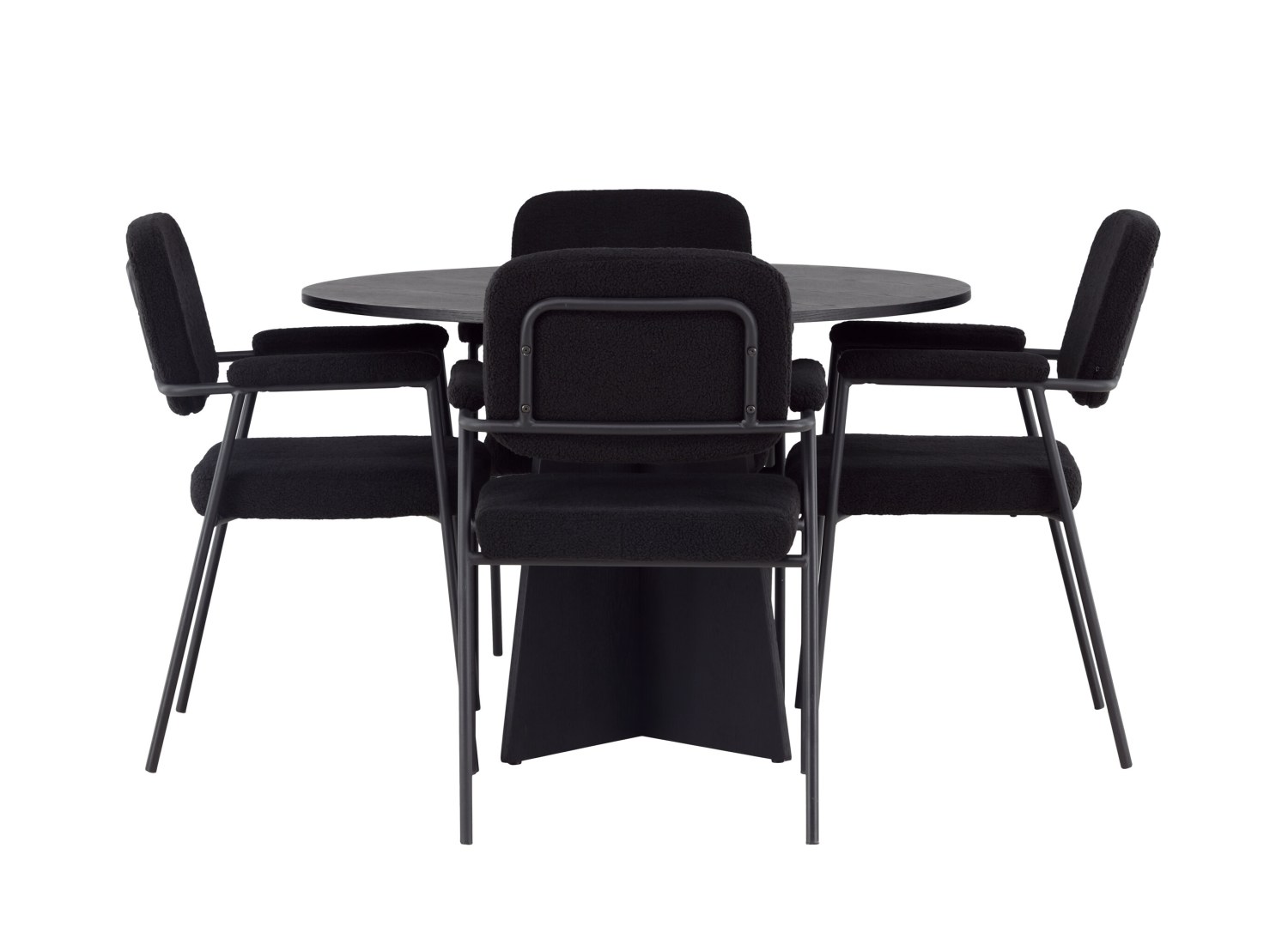 Vue produit de l’ensemble table ronde Bootcut avec 4 chaises Yesterday