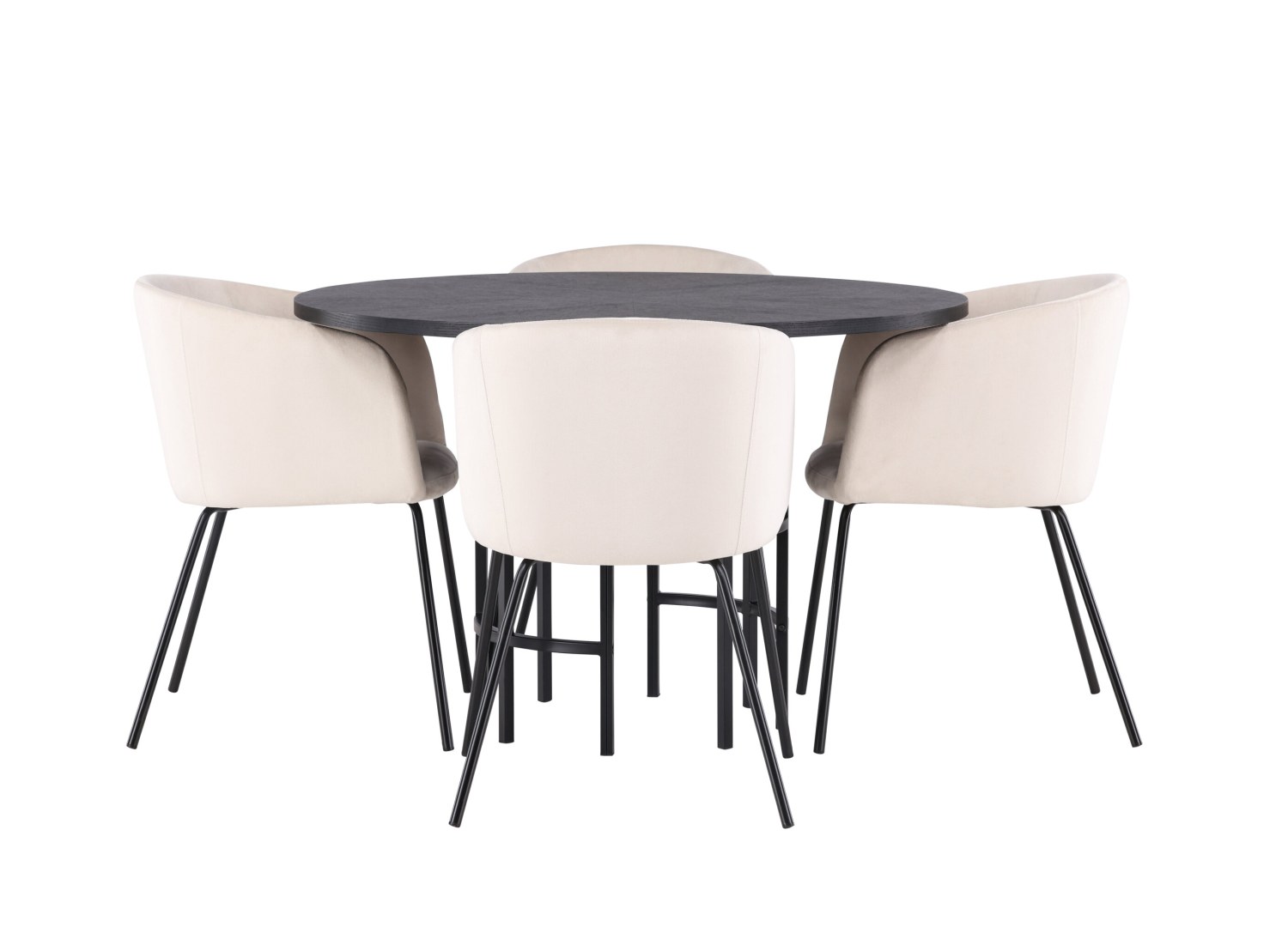 Vue produit de l’ensemble table ronde Copenhagen avec 4 chaises Berit