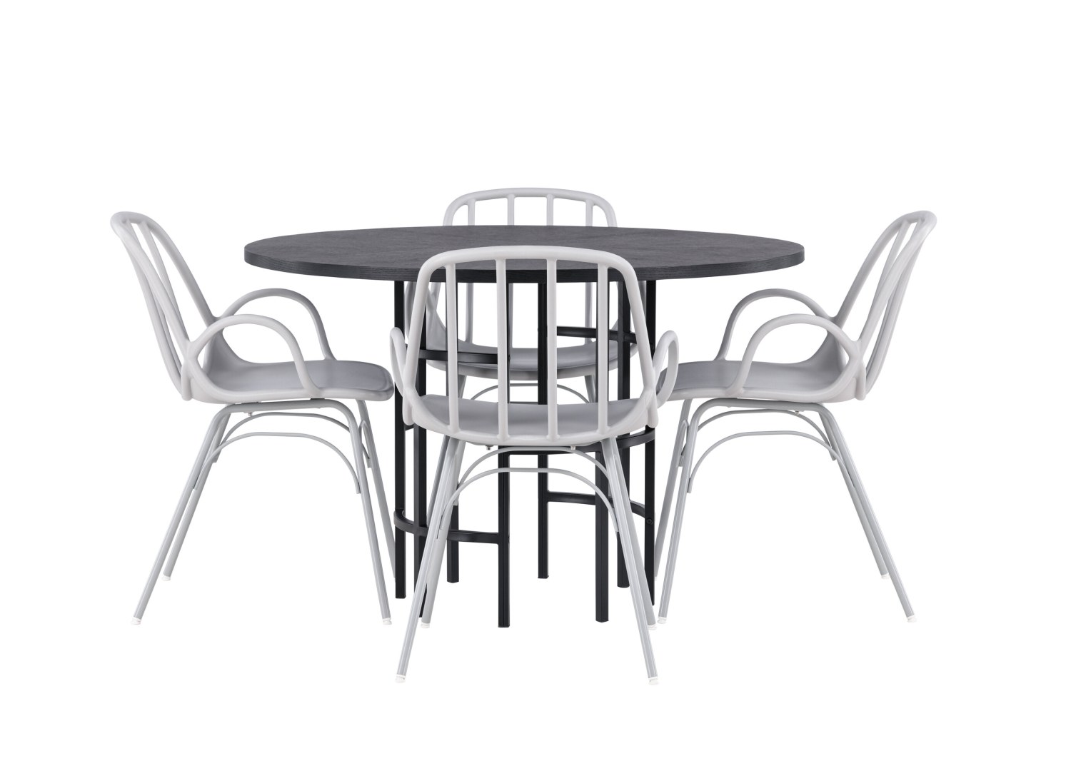 Vue produit de l’ensemble table ronde Copenhagen avec 4 chaises Dyrön