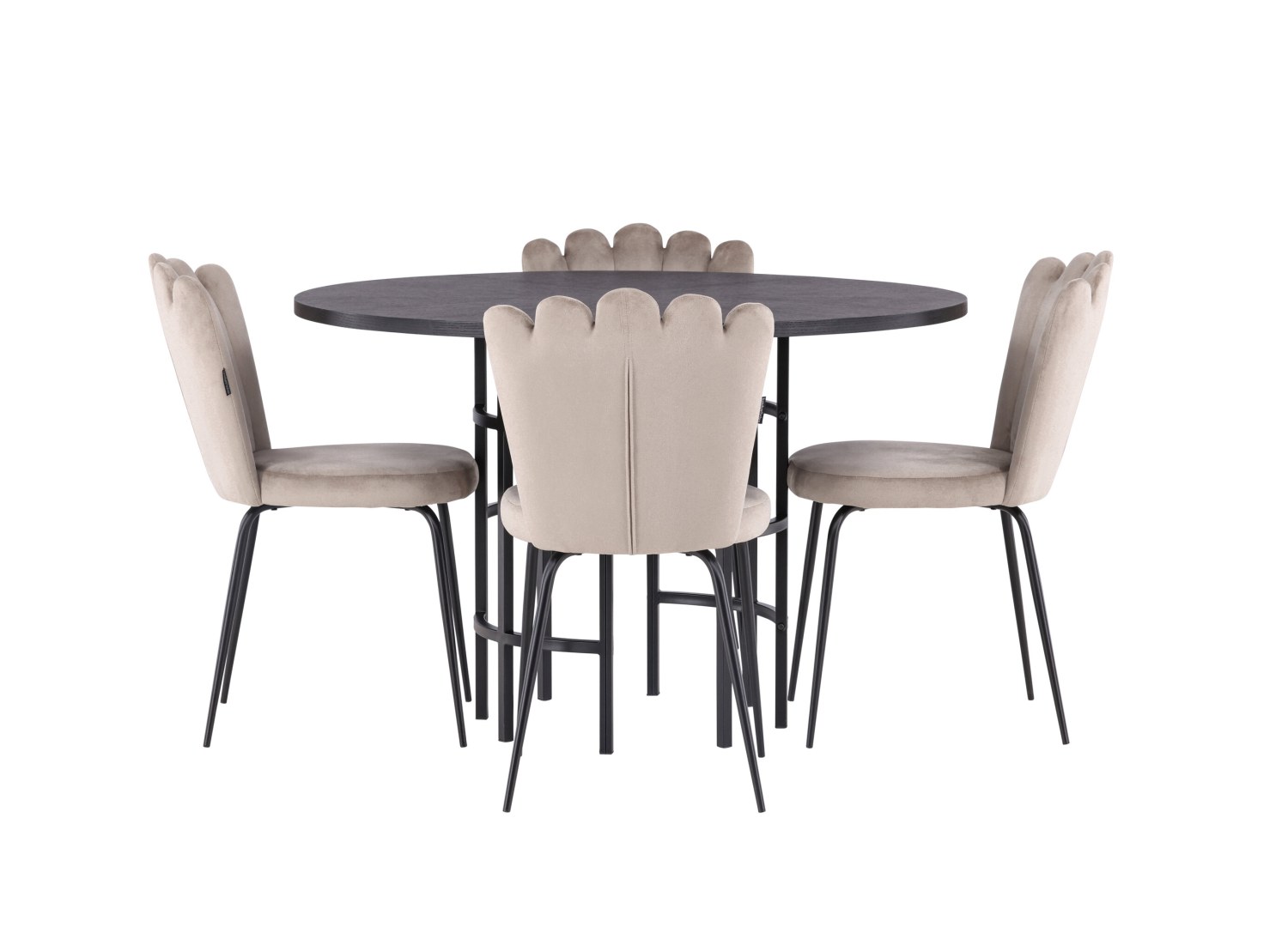 Vue produit de l’ensemble table ronde Copenhagen avec 4 chaises Limhamn