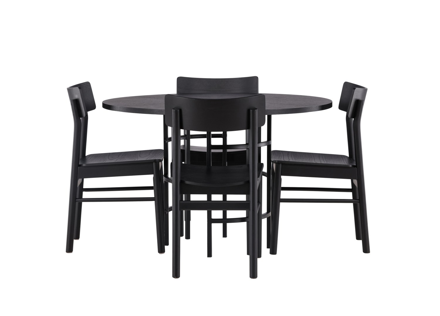 Vue produit de l’ensemble table ronde Copenhagen avec 4 chaises Montros
