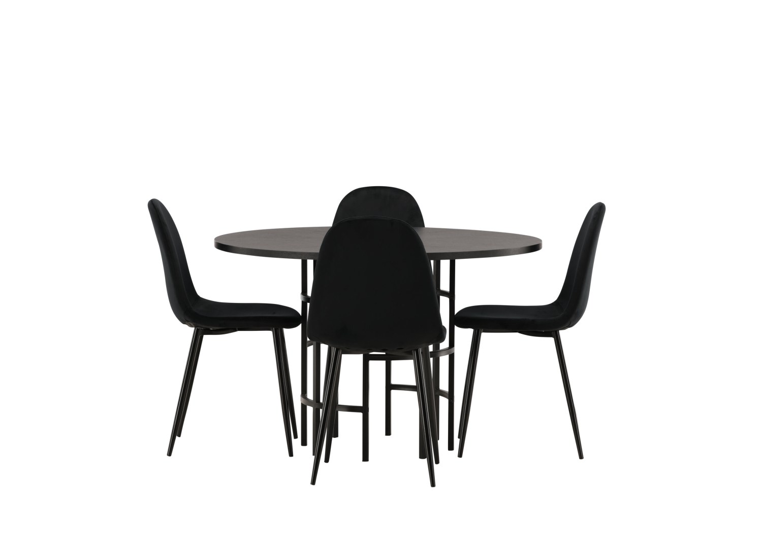 Vue produit de l’ensemble table ronde Copenhagen avec 4 chaises Polar