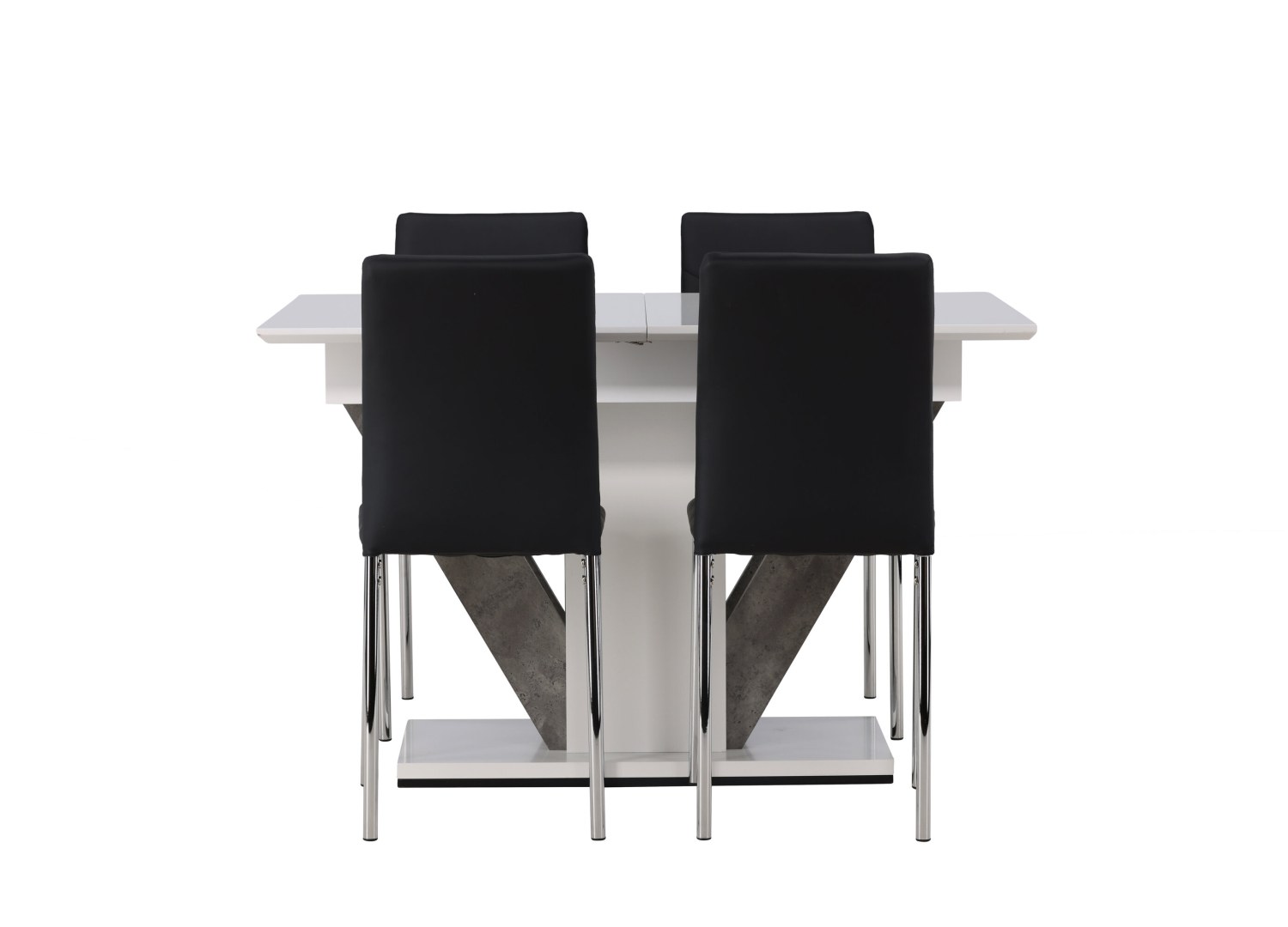 Vue produit de l’ensemble table rectangulaire Disa avec 4 chaises Lily