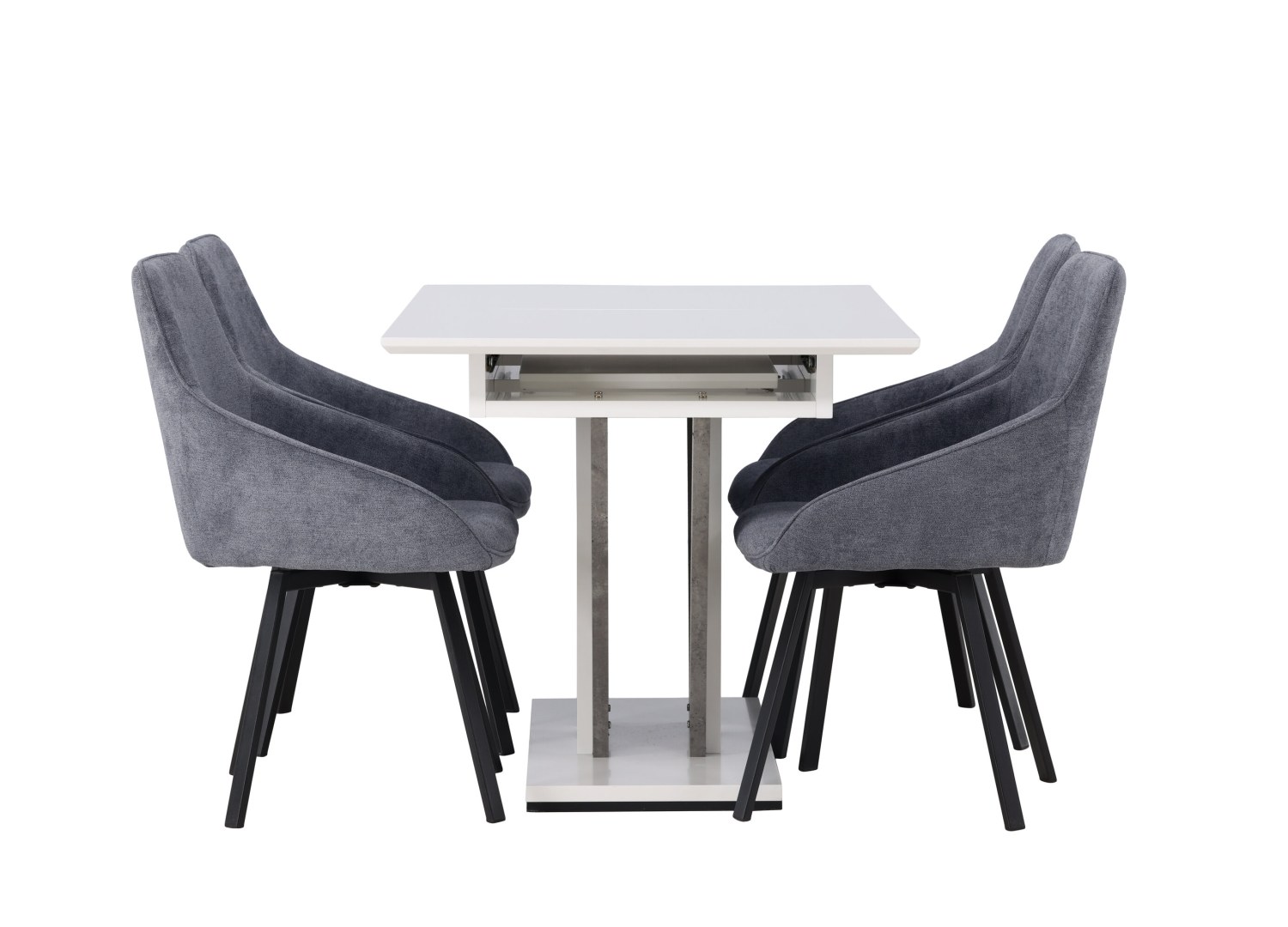 Détail produit de l’ensemble repas Disa et 4 chaises Rosie