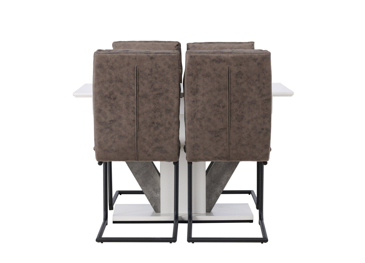 Vue produit de l’ensemble table rectangulaire Disa avec 4 chaises Zizo