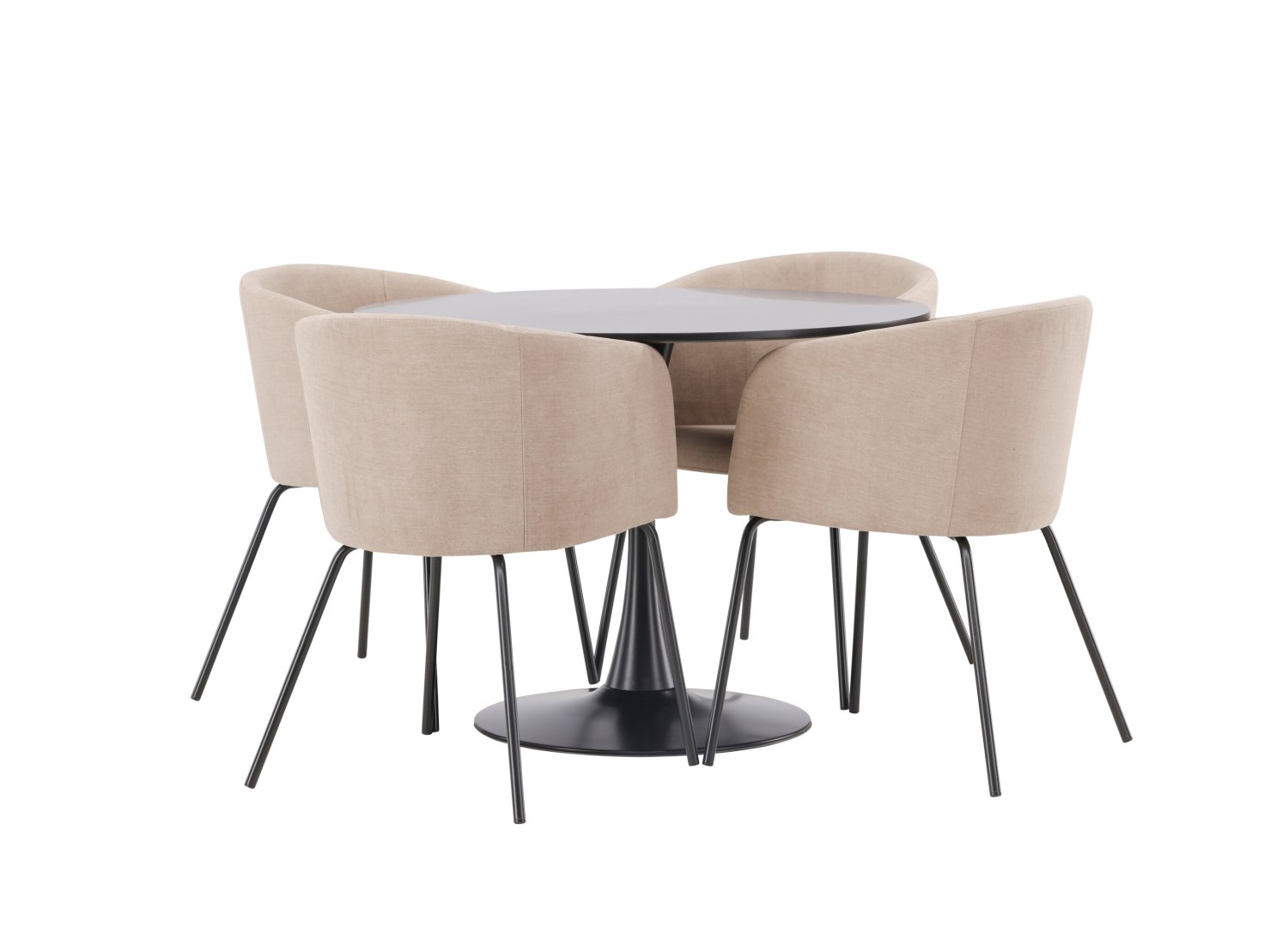 Détail produit de l’ensemble repas Glade et 4 chaises Berit
