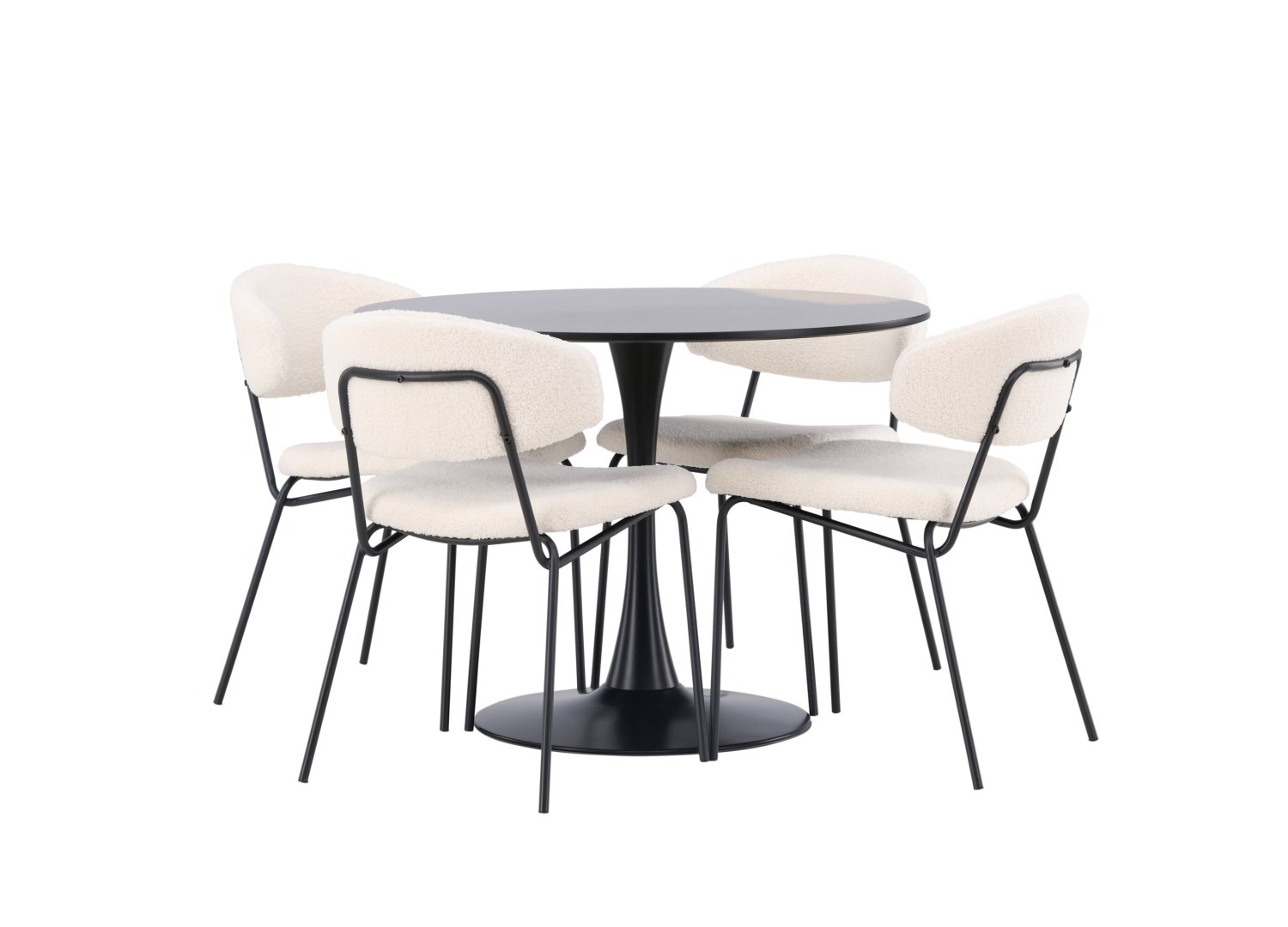 Détail produit de l’ensemble repas Glade et 4 chaises Chico