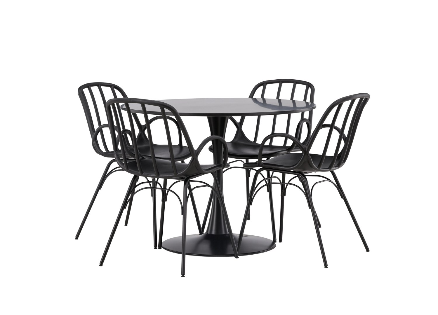 Détail produit de l’ensemble repas Glade et 4 chaises Dyrön
