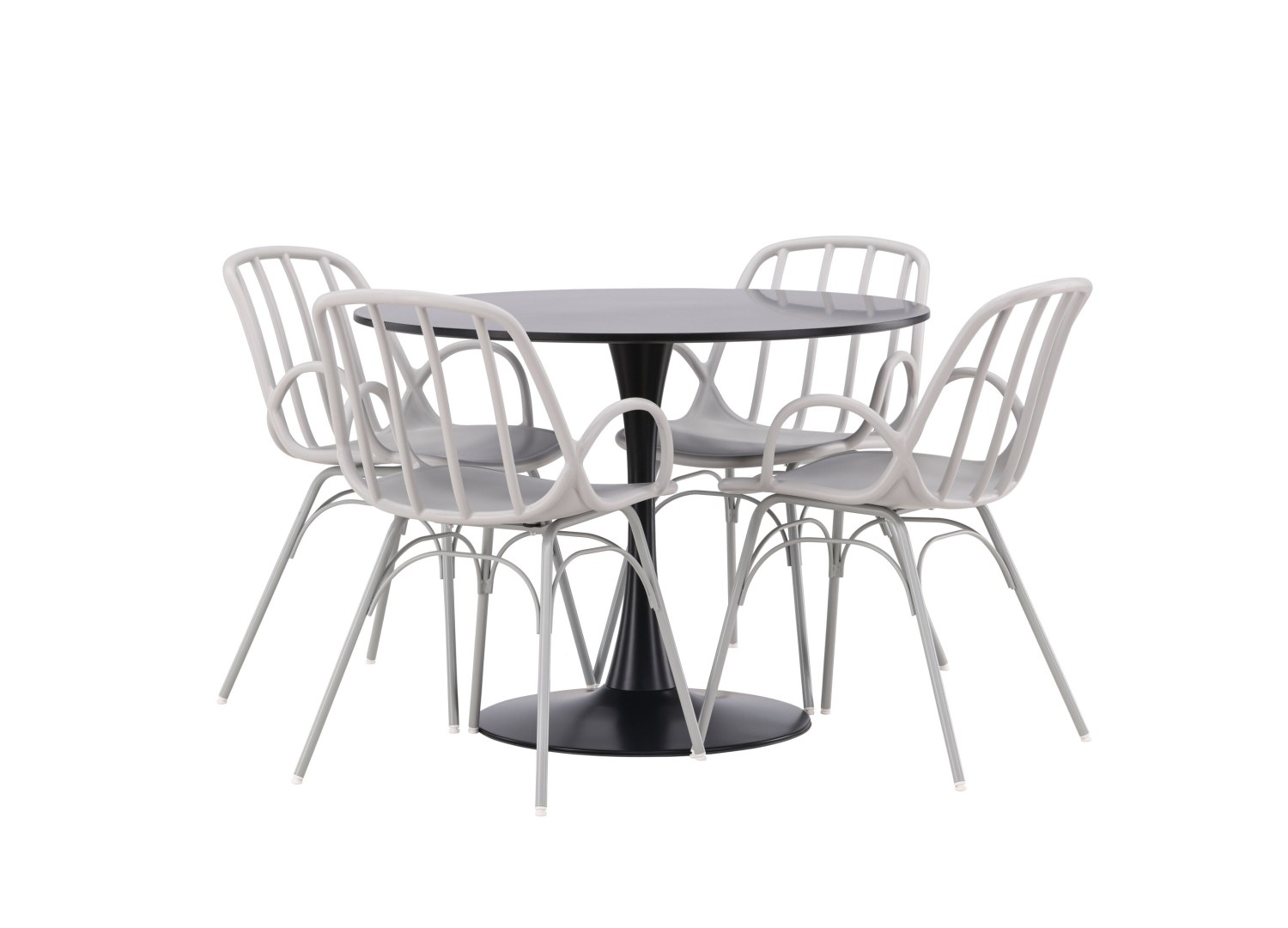 Détail produit de l’ensemble repas Glade et 4 chaises Dyrön