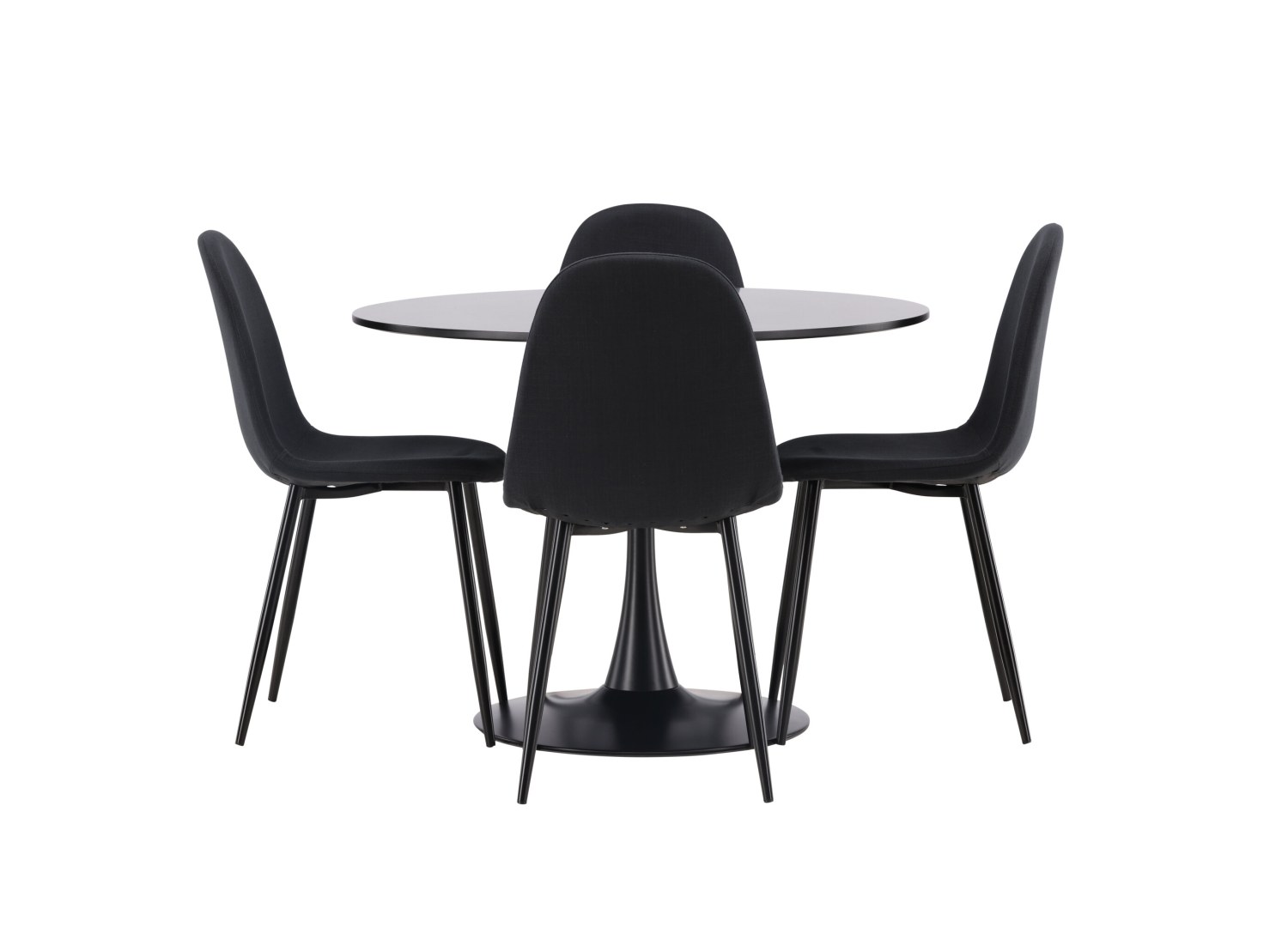 Vue produit de l’ensemble table ronde Glade avec 4 chaises Polar